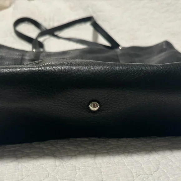 FURLA 100% Black Leather Tote Bag Pebbled Black - Picture 4 of 8